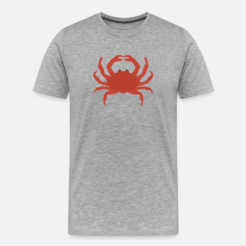 Crimson Crab Silhouette - Männer Premium Bio T-Shirt - Grau meliert