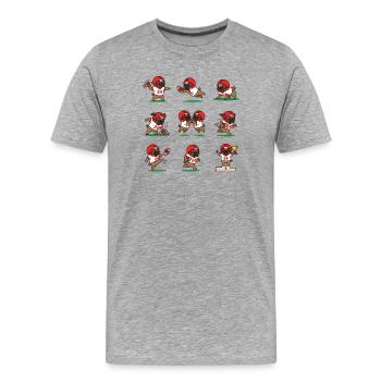 Suesser Mops Football Spieler Touchdown - Männer Premium Bio T-Shirt - Grau meliert - Vorne - Damien (186cm)