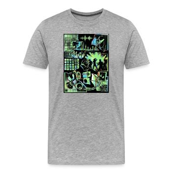 Electro Party Vintage - T-shirt bio Premium Homme - gris chiné - Devant - Damien (186cm)