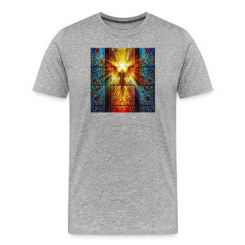 Angel in radiant glass window - Men's Premium Organic T-Shirt - heather grey - Front - Damien (186cm)