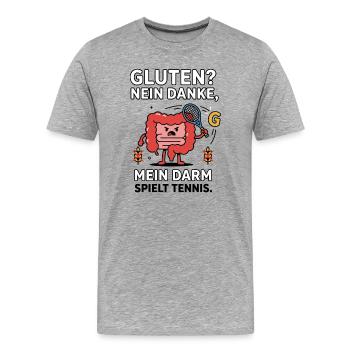 Gluten nein danke Darm Humor - Männer Premium Bio T-Shirt - Grau meliert - Vorne - Damien (186cm)