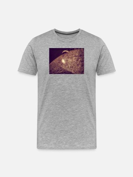 Mondkraterlandschaft Sepia - Männer Premium Bio T-Shirt - Grau meliert