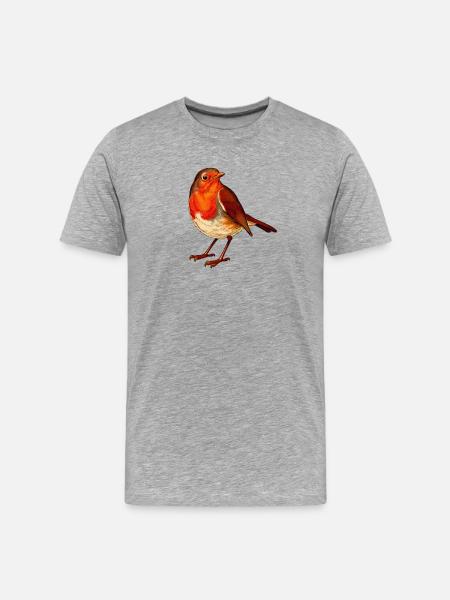 detailreiches Rotkehlchen motiv - Männer Premium Bio T-Shirt - Grau meliert