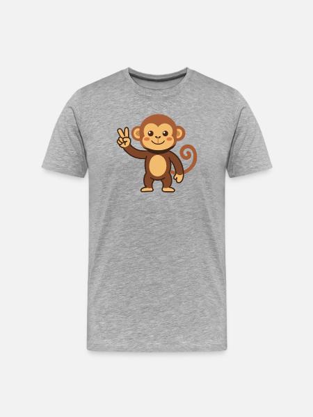 Monkey with peace sign illustration - Men's Premium Organic T-Shirt - heather grey