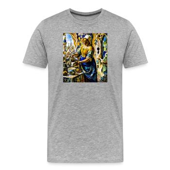 Mosaik - Männer Premium Bio T-Shirt - Grau meliert - Vorne - Damien (186cm)