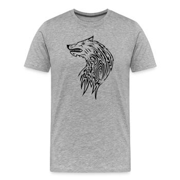 wolf_tribal - T-shirt bio Premium Homme - gris chiné - Devant - Damien (186cm)