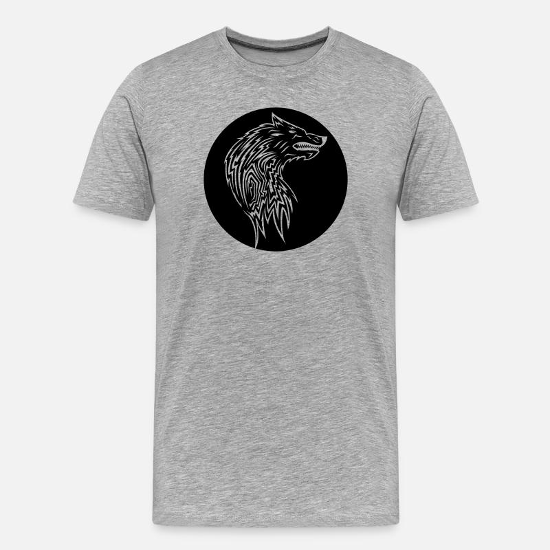 Wolf - Männer Premium Bio T-Shirt - Grau meliert