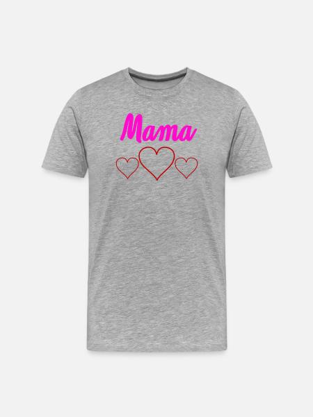 Mama Herzchen  - Männer Premium Bio T-Shirt - Grau meliert