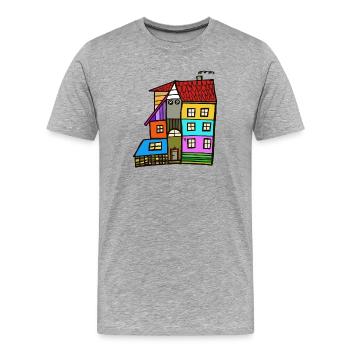 Maisons colorées Maison Propriété Maison Maison - T-shirt bio Premium Homme - gris chiné - Devant - Damien (186cm)