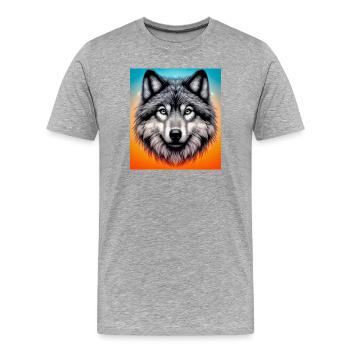 Wolf - Men's Premium Organic T-Shirt - heather grey - Front - Damien (186cm)