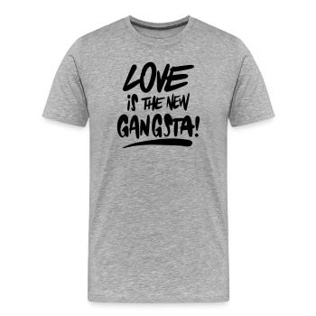 Love is the new gangsta - Männer Premium Bio T-Shirt - Grau meliert - Vorne - Damien (186cm)
