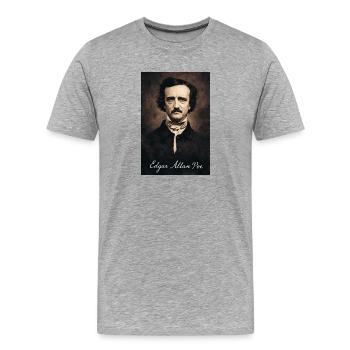 Edgar Allan Poe Porträt - Männer Premium Bio T-Shirt - Grau meliert - Vorne - Damien (186cm)