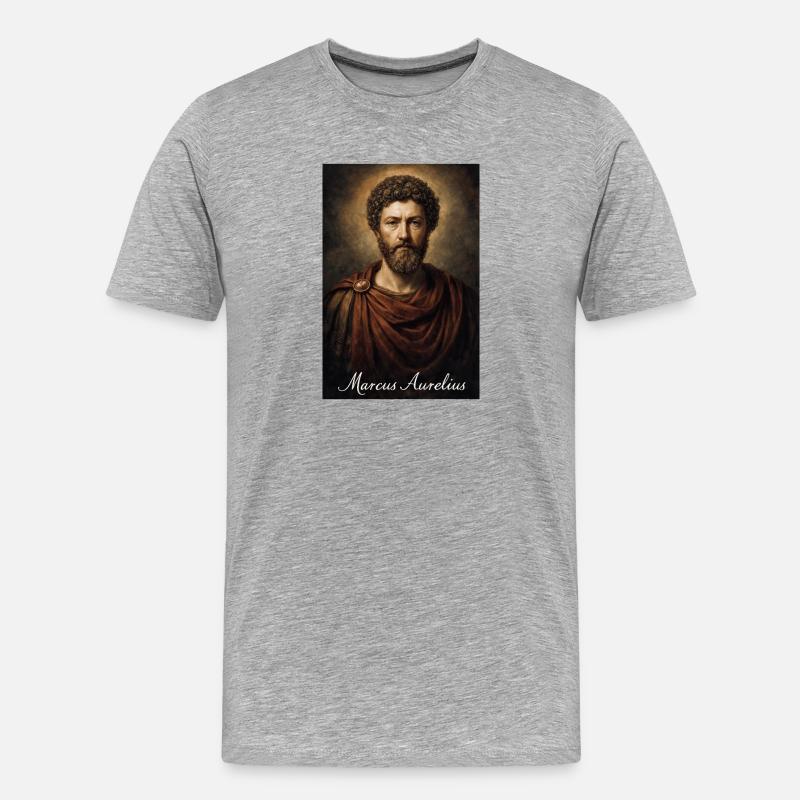 Marcus Aurelius Antikes Porträt - Männer Premium Bio T-Shirt - Grau meliert