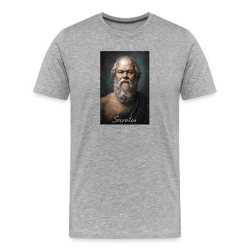 Socrates Porträt - Männer Premium Bio T-Shirt - Grau meliert - Vorne - Damien (186cm)