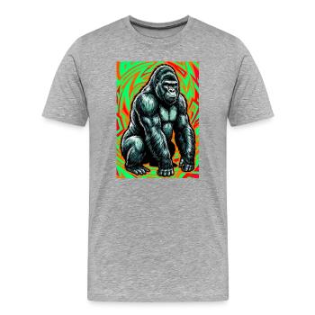 Gorilla - Männer Premium Bio T-Shirt - Grau meliert - Vorne - Damien (186cm)