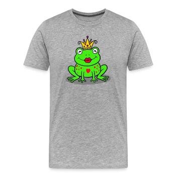 Königlicher Frosch mit Herz - Männer Premium Bio T-Shirt - Grau meliert - Vorne - Damien (186cm)