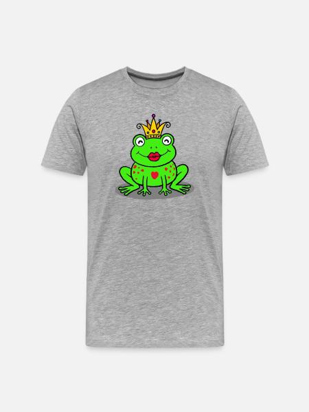 Royal frog with heart - Men's Premium Organic T-Shirt - heather grey