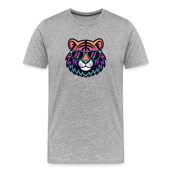 Tiger Neon Sunglasses - Men's Premium Organic T-Shirt - heather grey - Front - Damien (186cm)