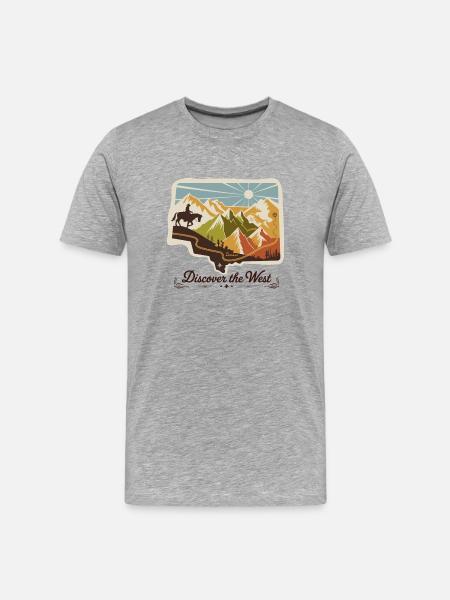 Discover the West Mountain Sticker - Men's Premium Organic T-Shirt - heather grey