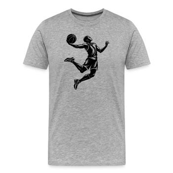 Joueur de basket-ball - T-shirt bio Premium Homme - gris chiné - Devant - Damien (186cm)