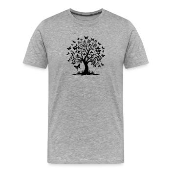 Wunderschöner Schmetterlingsbaum - Männer Premium Bio T-Shirt - Grau meliert - Vorne - Damien (186cm)