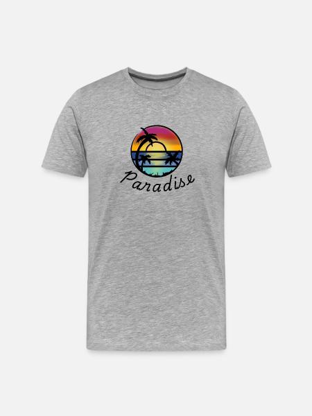 Sunset Palm Circle - Männer Premium Bio T-Shirt - Grau meliert