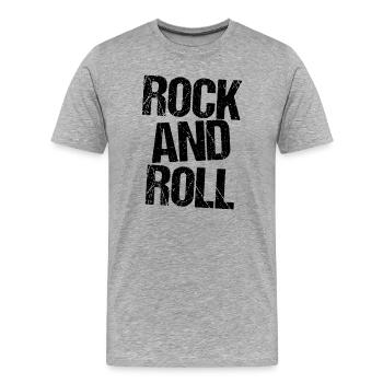 Rock and Roll Distressed Typography Design - Men's Premium Organic T-Shirt - heather grey - Front - Damien (186cm)