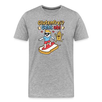 Glutenfrei Geht Ab Spaß Humor - Männer Premium Bio T-Shirt - Grau meliert - Vorne - Damien (186cm)