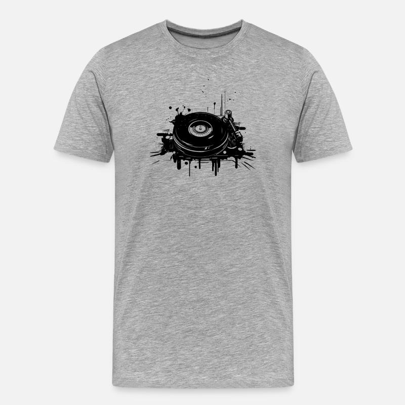 DJ Schallplatte - Männer Premium Bio T-Shirt - Grau meliert