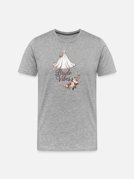 Bride Vibes Blumenkleid - Männer Premium Bio T-Shirt - Grau meliert