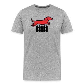 Agilité au saut de clôture teckel - T-shirt bio Premium Homme - gris chiné - Devant - Damien (186cm)