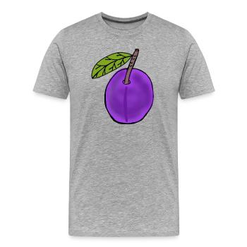 Prunes Fruits Prunes Prunes Jardinier amateur - T-shirt bio Premium Homme - gris chiné - Devant - Damien (186cm)