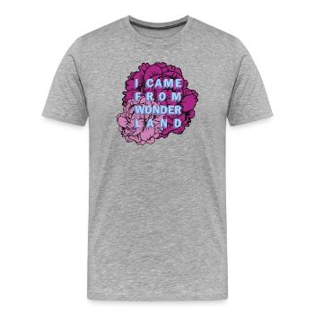 Wunderland Blumen Motiv - Männer Premium Bio T-Shirt - Grau meliert - Vorne - Damien (186cm)