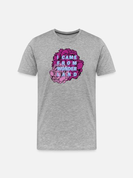 Wunderland Blumen Motiv - Männer Premium Bio T-Shirt - Grau meliert