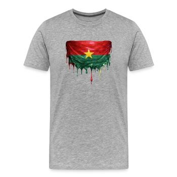 Look de chute du drapeau du Burkina Faso - T-shirt bio Premium Homme - gris chiné - Devant - Damien (186cm)