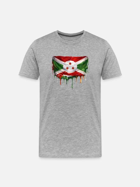 Burundi Flag Kunst - Männer Premium Bio T-Shirt - Grau meliert