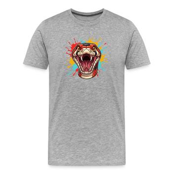 Tête de serpent en choc de couleur - T-shirt bio Premium Homme - gris chiné - Devant - Damien (186cm)