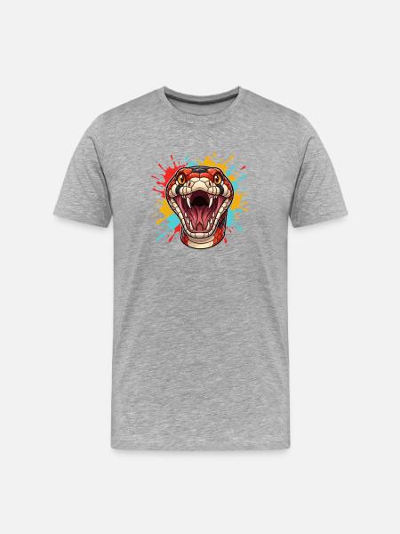 Schlangenkopf im Farbschock - Männer Premium Bio T-Shirt - Grau meliert