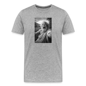 Socrates' Self-Portrait - Men's Premium Organic T-Shirt - heather grey - Front - Damien (186cm)