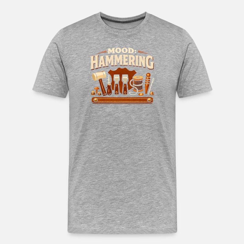Stimmung: Hämmern | Lederwerkzeug - Männer Premium Bio T-Shirt - Grau meliert