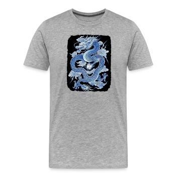 Dragon chinois - T-shirt bio Premium Homme - gris chiné - Devant - Damien (186cm)