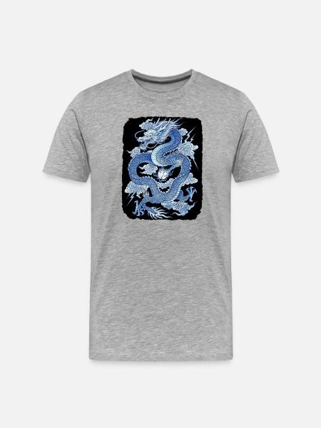 Chinesischer Drache - Männer Premium Bio T-Shirt - Grau meliert