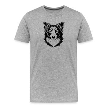 border collie - Men's Premium Organic T-Shirt - heather grey - Front - Damien (186cm)