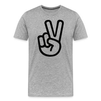 Signe de la main de la paix – Symbole de la victoire - T-shirt bio Premium Homme - gris chiné - Devant - Damien (186cm)