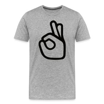 OK Hand Signals – Perfect Symbol - Men's Premium Organic T-Shirt - heather grey - Front - Damien (186cm)