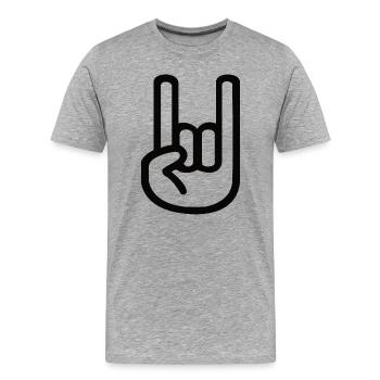 Signe de la main de roche – symbole des cornes en métal - T-shirt bio Premium Homme - gris chiné - Devant - Damien (186cm)