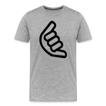 Signe de la main Shaka – Signe de surfeur - T-shirt bio Premium Homme - gris chiné - Devant - Damien (186cm)