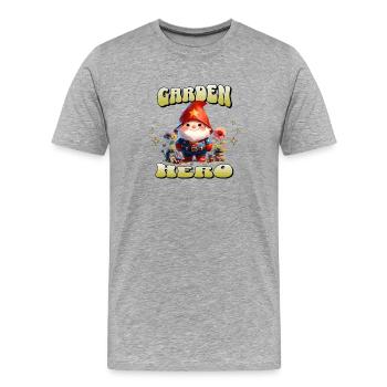 Jardin Héros Jardin Jardinier Gnome Jardinier - T-shirt bio Premium Homme - gris chiné - Devant - Damien (186cm)