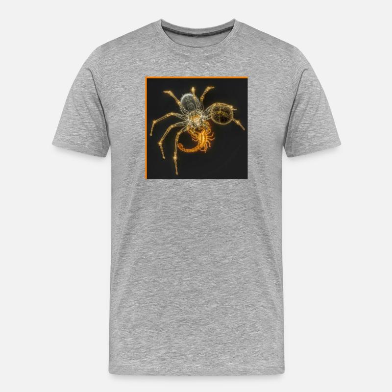 Neon-Spinne mit funky Tails - Männer Premium Bio T-Shirt - Grau meliert