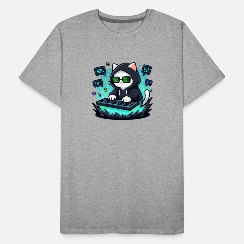 Chat Hacker T-shirt bio Premium Homme